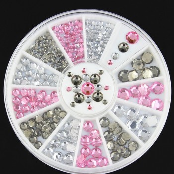 DIY Nail Art Wheel Tips Crystal Glitter Rhinestone 3D Nail Art Decoration white AB Color Acrylic Diamond Drill