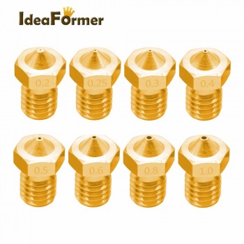 5pcs 3D Printer Accessories V5 V6 M6 threaded Nozzle 0.2 0.25 0.3 0.4 0.5 0.6 0.8 1.0mm for 1.75mm 3.0mm filamnet Full Metal E3D