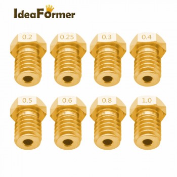 5pcs 3D Printer Accessories V5 V6 M6 threaded Nozzle 0.2 0.25 0.3 0.4 0.5 0.6 0.8 1.0mm for 1.75mm 3.0mm filamnet Full Metal E3D