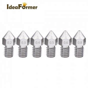 3D Printer MK8 V5 V6 stainless steel M6 Nozzle 0.2/0.3/0.4/0.5/0.6/0.8mm Extruder Print Head For 1.75mm or 3.0mm Fliament