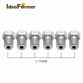 3D Printer MK8 V5 V6 stainless steel M6 Nozzle 0.2/0.3/0.4/0.5/0.6/0.8mm Extruder Print Head For 1.75mm or 3.0mm Fliament