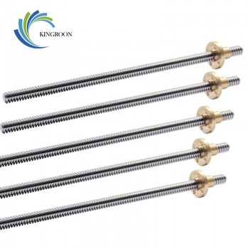 T8 Lead Screw OD 8mm Pitch 2mm Lead 2mm 150mm 200mm 250mm 300mm 330mm 350mm 400mm 500mm With Brass Nut For Reprap 3D Printer