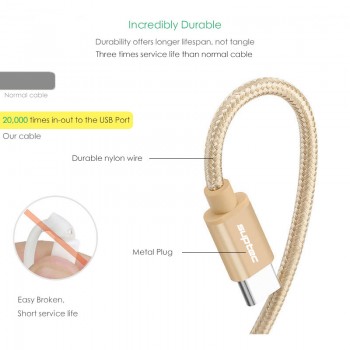 SUPTEC New Durable Braided Nylon USB Type-C Cable for Samsung Xiaom Huawei USB Type C Data Charging Cable USB-C Charger Cord