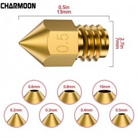 MK7 MK8 Nozzle 0.4mm 0.3mm 0.2mm 0.5mm Copper 3D Printers Parts Extruder Threaded 1.75mm 3.0mm Filament Head Brass Nozzles Part
