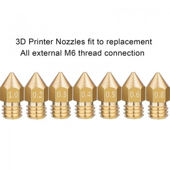 MK7 MK8 Nozzle 0.4mm 0.3mm 0.2mm 0.5mm Copper 3D Printers Parts Extruder Threaded 1.75mm 3.0mm Filament Head Brass Nozzles Part