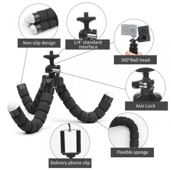 Mini Flexible Sponge Octopus Tripod for iPhone Samsung Xiaomi Huawei Mobile Phone Smartphone Tripod for Gopro Camera Accessory