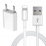 Kit USB Cable + EU Charger For iPhone 5S 5 6S 6 7 8 Plus X XR XS Max SE 1m Length USB Charging Cable EU Plug Travel Wall Charger