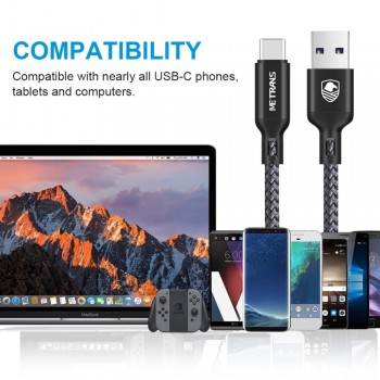 Metrans 2pcs USB Type C Cable USB 3.0 Charge Data Cord Fast Charging Mobile Phone Cable For Samsung S9 S8 Note 8 Xiaomi Huawei