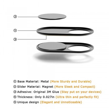 Laptop Webcam Cover Slider 1/2/3/4/5/6Pack 0.023 Inch Ultra-Thin Metal Web Camera Sticker Shutter for MacBook Pro,iMac,PC, iPad