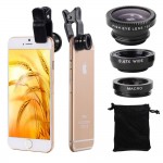 Fisheye Lens 3 in 1 mobile phone lenses fish eye +wide angle +macro camera lens for iphone 7 6s plus 5s/5 xiaomi huawei samsung