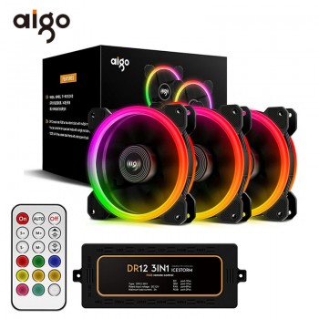 Aigo DR12 Pc Case Fan Adjust RGB Cooling Fan 120mm Quiet IR Remote Computer Cooler Cooling RGB Case Fan CPU Ventilador PC 12V