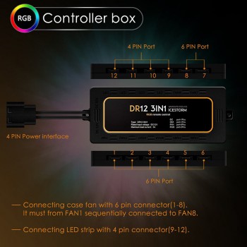 Aigo DR12 Pc Case Fan Adjust RGB Cooling Fan 120mm Quiet IR Remote Computer Cooler Cooling RGB Case Fan CPU Ventilador PC 12V