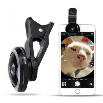 Universal 235 Degree Super Fish Eye Mobile Phone Camera Lenses For iPhone Lens Super Wide Angle HD Metal Phone Clip-on Fisheye