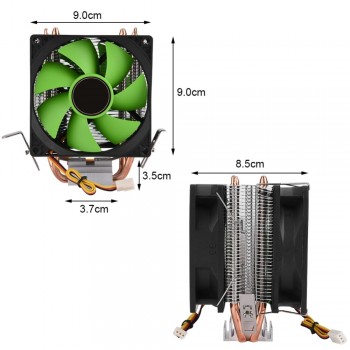 90mm 3Pin CPU Cooler Heatsink Quiet fans for Intel LGA775/1156/1155 for AMD AM2/AM2+/AM3 Dual-sided Fan Free Shipping