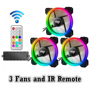Aigo DR12 3pcs Computer Case PC Cooling Fan RGB Adjust LED 120mm Quiet + IR Remote New computer Cooler Cooling RGB Case Fan CPU