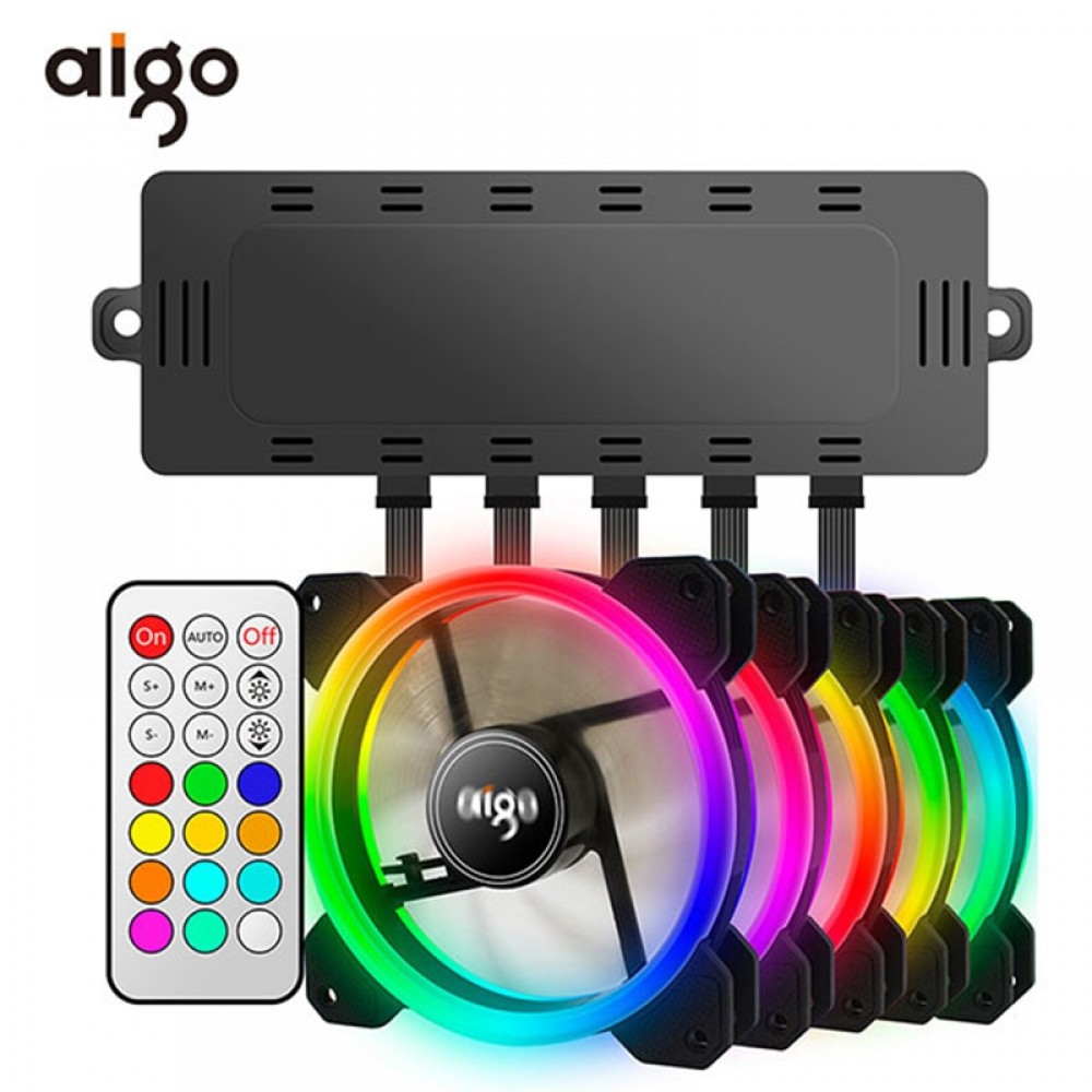 Aigo DR12 120mm Cooler Fan Double Aura RGB PC Fan Cooling Fan For Computer Silent Gaming Case With IR Remote Controller am3 am4