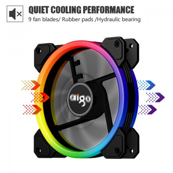 Aigo DR12 120mm Cooler Fan Double Aura RGB PC Fan Cooling Fan For Computer Silent Gaming Case With IR Remote Controller am3 am4