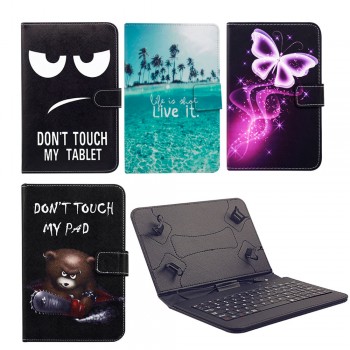 Universal Tablet Case With Micro USB Keyboard for 9.7 10 10.1 inch Tablet PC Printed Leather Case Stand Protective Cover Skin