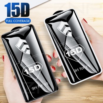 ZNP 15D Curved Edge Protective Glass on the For iPhone 7 8 6 6S Plus Tempered Screen Protector For iPhone X XS Max XR Glass Film