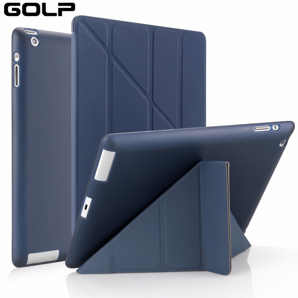 for Apple ipad 2 3 4 Case, GOLP Cover for New ipad 2, flip case for ipad 4, Smart cover for ipad 3, Stand Holder Coque Case