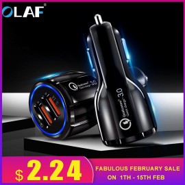 Olaf Car USB Charger Quick Charge 3.0 2.0 Mobile Phone Charger 2 Port USB Fast Car Charger for iPhone Samsung Tablet Car-Charger