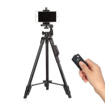 YUNTENG 5208 Aluminum Tripod with 3-Way Head amp; Bluetooth Remote + clip for Camera Phone