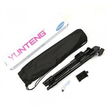 YUNTENG 5208 Aluminum Tripod with 3-Way Head amp; Bluetooth Remote + clip for Camera Phone