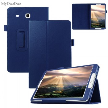 Litchi Pattern Tablet Case For Samsung Galaxy Tab E 9.6 T560 SM-T561 Flip Stand PU Leather Cover Case Protective Shell+Film+Pen