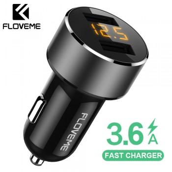 FLOVEME 18W USB Car Charger For iPhone Xiaomi Dual Port Car Chargeur Charger USB 3.6A Fast Charging Car Charger For Mobile Phone