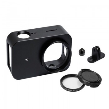 PULUZ Aluminum Alloy Protective Case for Xiaomi Mijia Camera Cage Mountamp;52mm UV Lens for Mijia 4K Mini Sport Camera Accessory