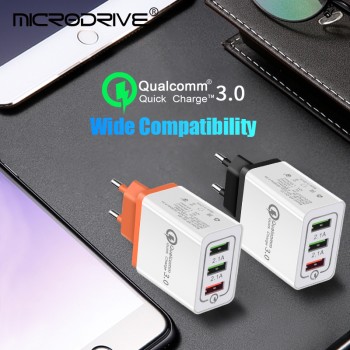 Quick Charging QC 3.0 Smart Fast Charger 3 USB Port Mobile Phone Flash Adapter US EU Plug USB Charger For Xiaomi Samsung Huawei