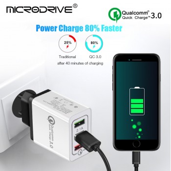 Quick Charging QC 3.0 Smart Fast Charger 3 USB Port Mobile Phone Flash Adapter US EU Plug USB Charger For Xiaomi Samsung Huawei