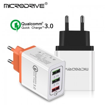 Quick Charging QC 3.0 Smart Fast Charger 3 USB Port Mobile Phone Flash Adapter US EU Plug USB Charger For Xiaomi Samsung Huawei