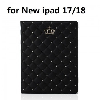 For 9.7 inch ipad 234 Fashion Flip Crown Grid Smart Case Protective new ipad 2018 Multi-angle Stand Case air 2 Cover