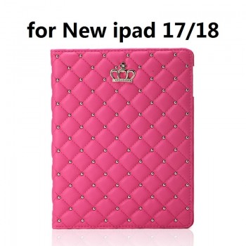 For 9.7 inch ipad 234 Fashion Flip Crown Grid Smart Case Protective new ipad 2018 Multi-angle Stand Case air 2 Cover
