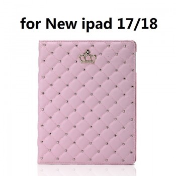 For 9.7 inch ipad 234 Fashion Flip Crown Grid Smart Case Protective new ipad 2018 Multi-angle Stand Case air 2 Cover