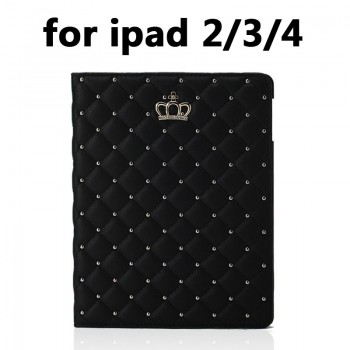 For 9.7 inch ipad 234 Fashion Flip Crown Grid Smart Case Protective new ipad 2018 Multi-angle Stand Case air 2 Cover