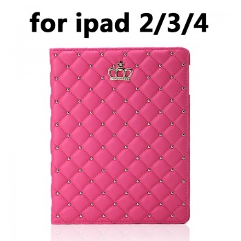 For 9.7 inch ipad 234 Fashion Flip Crown Grid Smart Case Protective new ipad 2018 Multi-angle Stand Case air 2 Cover
