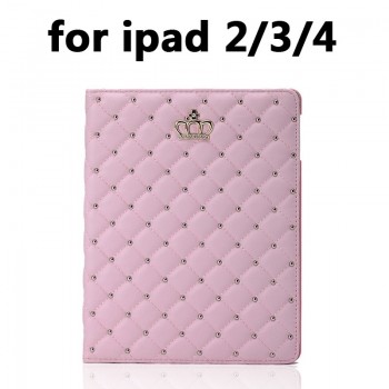 For 9.7 inch ipad 234 Fashion Flip Crown Grid Smart Case Protective new ipad 2018 Multi-angle Stand Case air 2 Cover