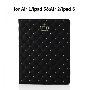 For 9.7 inch ipad 234 Fashion Flip Crown Grid Smart Case Protective new ipad 2018 Multi-angle Stand Case air 2 Cover
