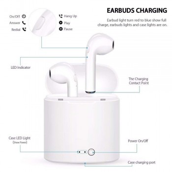 HOT VIKEFON i7 i7s TWS Mini Wireless Bluetooth Earphone In-Ear Stereo Earbud Headset with Charging Box Mic For All Smart Phone