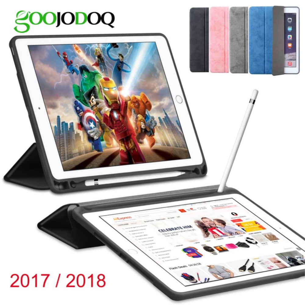 For iPad 2018 Case Soft Silicone Back Holder for iPad pencil Trifold Stand Smart Case for iPad 9.7 2018 Cover A1893 A1954