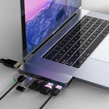 Mosible USB 3.1 Type-C Hub To HDMI Adapter 4K Thunderbolt 3 USB C Hub with Hub 3.0 TF SD Reader Slot PD for MacBook Pro/Air 2018