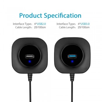 iMice USB HUB 3.0 Multi USB 3.0 HUB Splitter 4 Ports Cable 25cm / 100cm Micro Multiple USB Port Hab for PC Laptop Computer