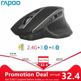 Rapoo MT750 Rechargeable Multi-mode Wireless Mouse Easy-Switch between Bluetooth and 2.4G up to 4 Devices for PC and Mac