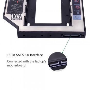 CHIPAL 2nd HDD Caddy 12.7mm Aluminum Optibay SATA 3.0 Hard Disk Drive Box Enclosure DVD Adapter 2.5 SSD 2TB For Laptop CD-ROM