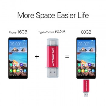 Hotsale WANSENDA OTG Usb Stick Type C Pen Drive 128GB 64GB 32GB 16GB USB Flash Drive 3.0 High Speed Pendrive for Type-C Device