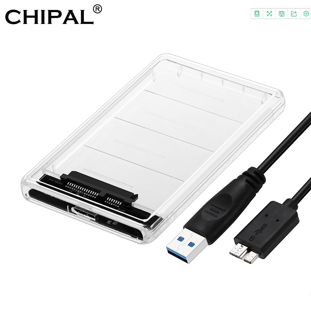 CHIPAL Transparent 2.5 inch HDD SSD Case Sata to USB 3.0 Adapter Free 5 Gbps Box Hard Drive Enclosure Support 2TB UASP Protocol