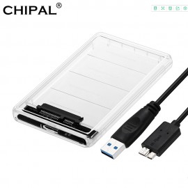 CHIPAL Transparent 2.5 inch HDD SSD Case Sata to USB 3.0 Adapter Free 5 Gbps Box Hard Drive Enclosure Support 2TB UASP Protocol