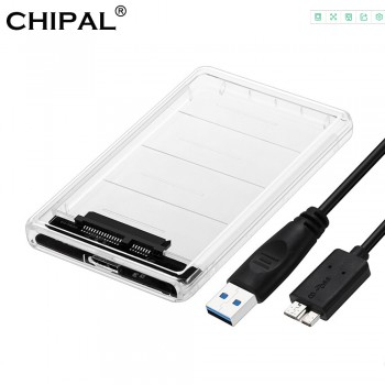 CHIPAL Transparent 2.5 inch HDD SSD Case Sata to USB 3.0 Adapter Free 5 Gbps Box Hard Drive Enclosure Support 2TB UASP Protocol